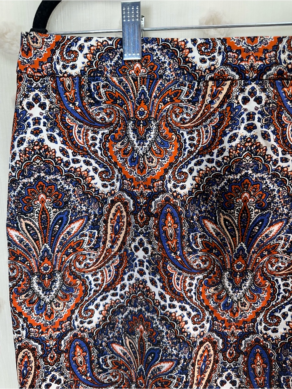 NWT J. Crew Women’s Blue, Orange & White Paisley Pencil Skirt Size 12 - Picture 2 of 7